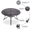 [Dropshipping] Outdoor 5 Piece Wicker Dining Set Patio Furniture, Wicker Mid-Century Modern Design Dining Chair Set with 48 inch Round Alum Casting Ta