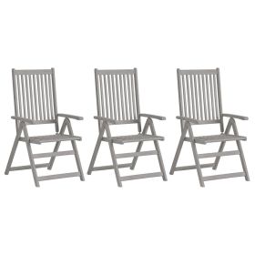 Patio Reclining Chairs 3 pcs Gray Solid Acacia Wood