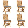 Patio Chairs with Gray Cushions 4 pcs Solid Teak Wood