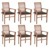 Dining Chairs 6 pcs with Taupe Cushions Solid Teak Wood
