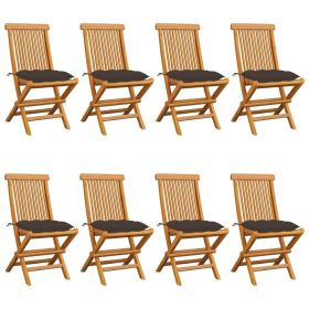 Patio Chairs with Taupe Cushions 8 pcs Solid Teak Wood