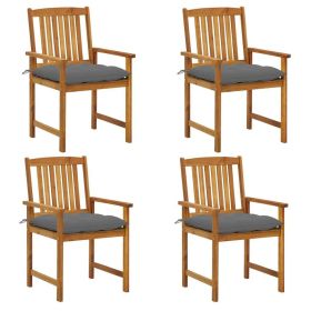 Patio Chairs with Cushions 4 pcs Solid Acacia Wood
