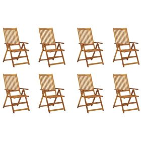 Folding Patio Chairs 8 pcs Solid Acacia Wood