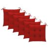 Patio Chairs with Red Cushions 6 pcs Solid Teak Wood