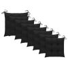 Patio Chairs with Black Cushions 8 pcs Solid Teak Wood