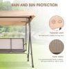 3 Person Outdoor Patio Swing; Steel Frame Textilene Seats Steel Frame Swing Chair; Beige