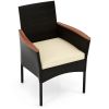 7 Pieces Rattan Patio Dining Set with Stackable Chairs and Umbrella Hole