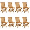 Patio Chairs with Red Cushions 8 pcs Solid Teak Wood