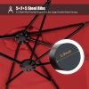 MEOOEM 15ft Patio Double-Sided Umbrella with Base Outdoor Extra Large Umbrella with Crank for Market Camping Swimming Pool; Red