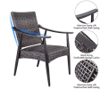 [Dropshipping] Outdoor 5 Piece Wicker Dining Set Patio Furniture, Wicker Mid-Century Modern Design Dining Chair Set with 48 inch Round Alum Casting Ta