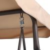 3 Person Outdoor Patio Swing; Steel Frame Textilene Seats Steel Frame Swing Chair; Beige