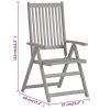 Patio Reclining Chairs 3 pcs Gray Solid Acacia Wood