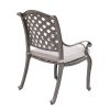 Heritage Grey Outdoor Aluminum Dining Arm Chair With Cushion