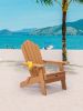 TALE Folding Adirondack Chair with Pullout Ottoman with Cup Holder, Oversized, Poly Lumber, for Patio Deck Garden, Backyard Furniture, Easy to Install