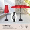 MEOOEM 15ft Patio Double-Sided Umbrella with Base Outdoor Extra Large Umbrella with Crank for Market Camping Swimming Pool; Red