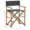 Folding Director's Chairs 2 pcs Dark Gray Bamboo and Fabric