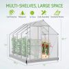 8.3' x 6.3 x 6.8' Aluminum Outdoor Greenhouse, Polycarbonate Walk-in Garden Greenhouse Kit with Adjustable Roof Vent, Rain Gutter and Sliding Door for