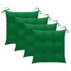 Patio Chairs with Green Cushions 4 pcs Solid Teak Wood