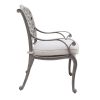 Heritage Grey Outdoor Aluminum Dining Arm Chair With Cushion