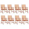 Patio Dining Chairs 8 pcs with Cushions Solid Acacia Wood