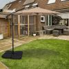 10ft Offset Umbrella Cantilever Patio Hanging Umbrella Outdoor Market Umbrella with Crank & Cross Base Suitable for Garden, Lawn, backyard and Deck, T