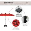MEOOEM 15ft Patio Double-Sided Umbrella with Base Outdoor Extra Large Umbrella with Crank for Market Camping Swimming Pool; Red