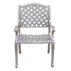 Heritage Grey Outdoor Aluminum Dining Arm Chair With Cushion