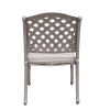 Heritage Grey Outdoor Aluminum Dining Arm Chair With Cushion