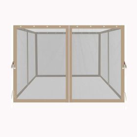 10x10 Ft Gazebo Replacement Mosquito Netting with Zippers, 4-Side Mesh Walls for Patio Gazebos (Color: as Pic)