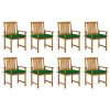 Patio Chairs with Cushions 8 pcs Solid Acacia Wood