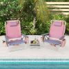 2 Pack 5-Position Outdoor Folding Backpack Beach Table Chair Reclining Chair Set