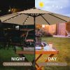 9' Solar Umbrella 32 LED Lighted Patio Umbrella Table Market Umbrella with Push Button Tilt/Crank Outdoor Umbrella for Garden, Deck, Backyard and Pool