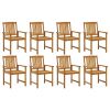 Patio Chairs with Cushions 8 pcs Solid Acacia Wood