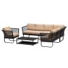 All Weather Steel Frame Rattan Armchair with Cushion, Navy Blue