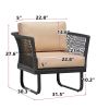 All Weather Steel Frame Rattan Armchair with Cushion, Navy Blue