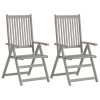 Patio Reclining Chairs 4 pcs with Cushions Solid Acacia Wood