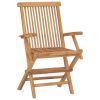 Patio Chairs with Red Cushions 4 pcs Solid Teak Wood