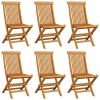 Patio Chairs with Green Cushions 6 pcs Solid Teak Wood