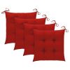 Patio Chairs with Red Cushions 4 pcs Solid Teak Wood