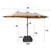 15x9ft Large Double-Sided Rectangular Outdoor Twin Patio Market Umbrella with light and base
